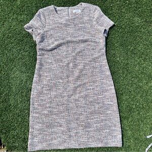 Calvin Klein Multicolor Tweed Short-Sleeve Midi Dress